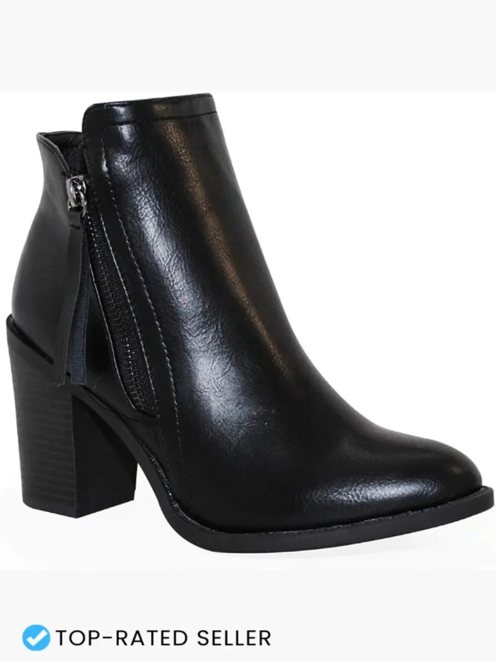 Ankle Booties Side Zip Chunky Heel Faux Suede Casual